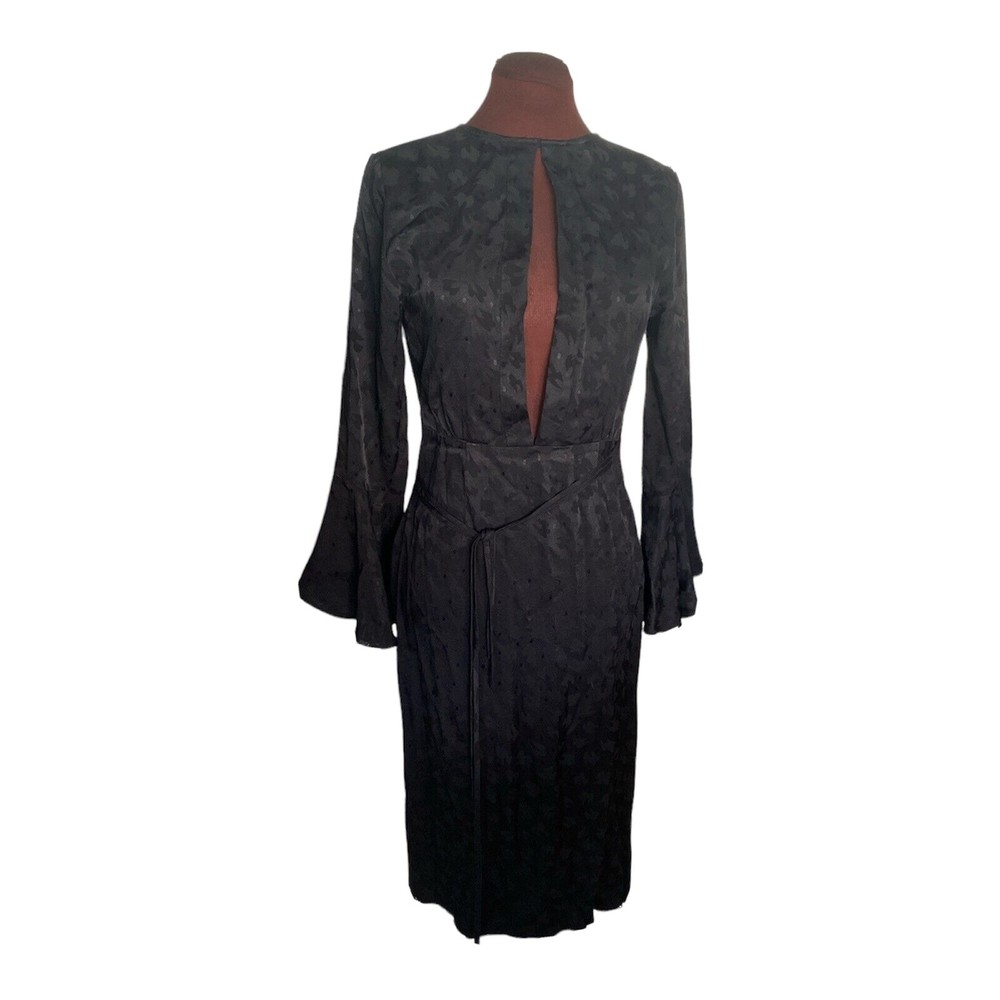 Top Shop Boutique Womens Black Jacquard Keyhole Neck Wrap Dress Size 2